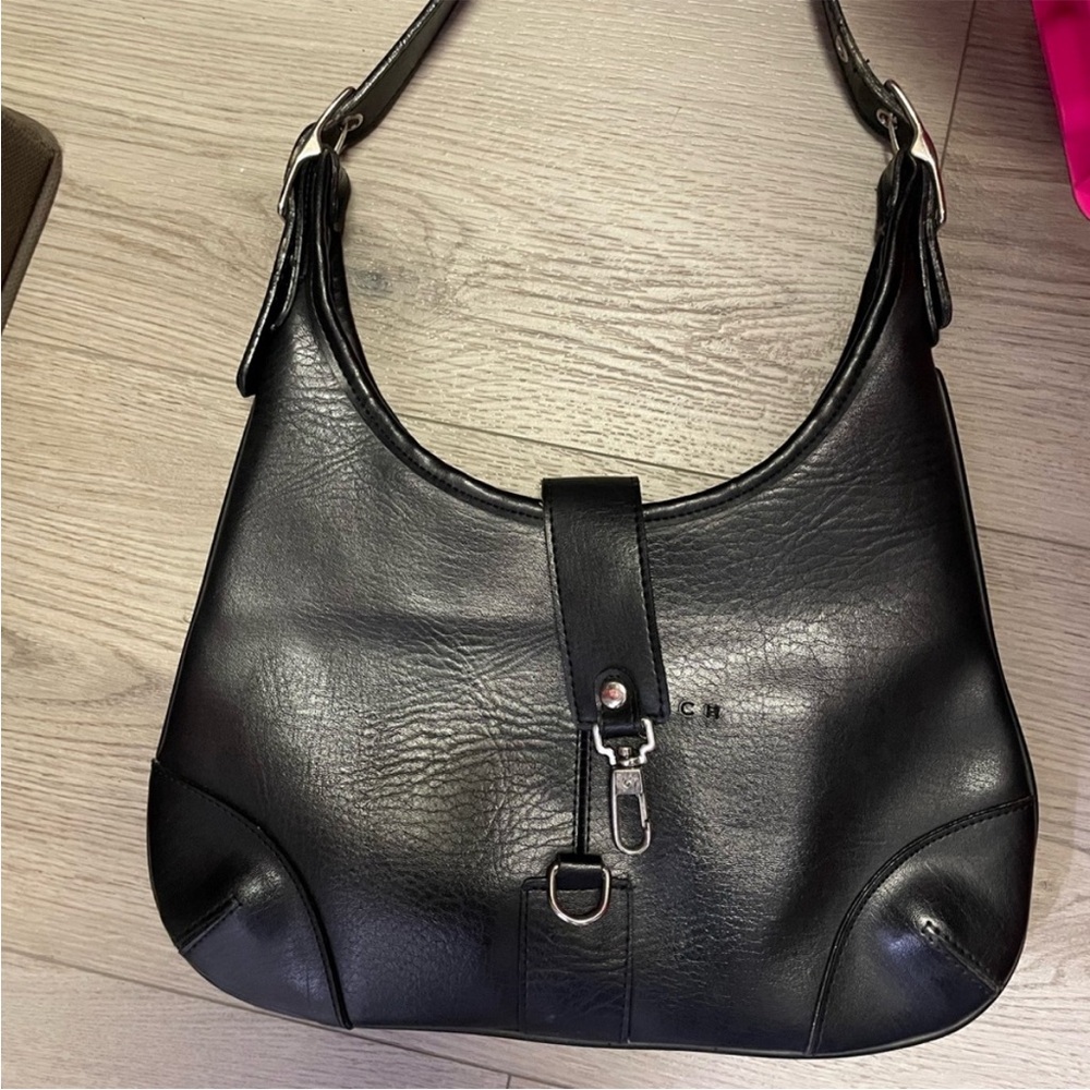 Elegant Black Vintage Leather Shoulder/Hobo Bag